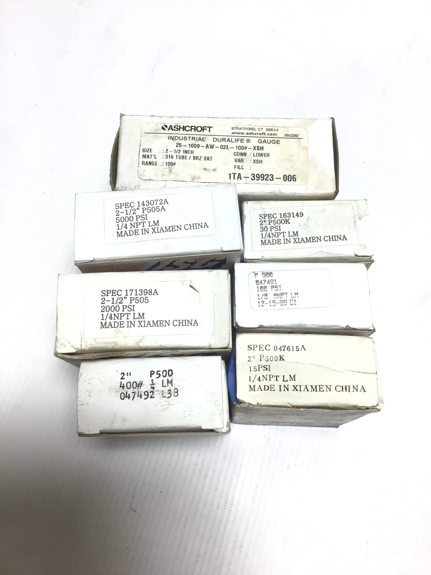 Ametek/Ashcroft 2″ MISC PSI 1TA-39923-006 Industrial Duralife Pressure Gauge (Lot of 7)