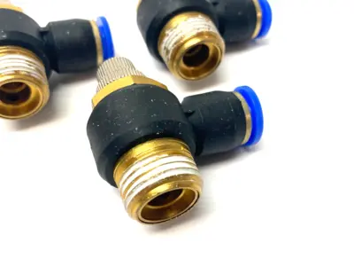 USED SNS PNUEMATIC FLOW THROTTLE/SPEED CONTROL ELBOW VALVE FITTING 10MM TUBE
