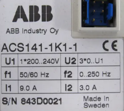 NEW ABB ACS141-1K1-1 AC DRIVE ACS100-PAN ACS1411K11