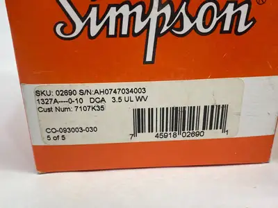 USED SIMPSON ANALOG PANEL METER 1327A 0-10 DCA
