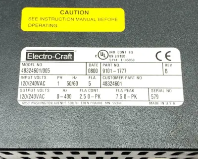 Used Electro-Craft BRU Ser Advantage Line Servo Drive 1-Phase Servo Drives Michigan US | Maverick Industrial Sales #1398132
