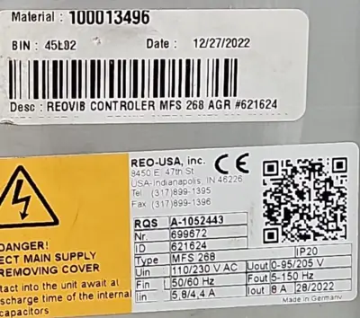 REO Elektronik REOVIB MFS 168 Variable Frequency Controller (BIN2.2.2)