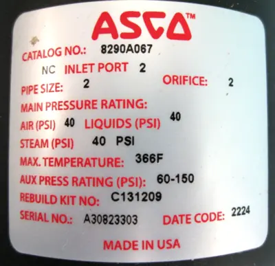 NEW Asco 8209A067