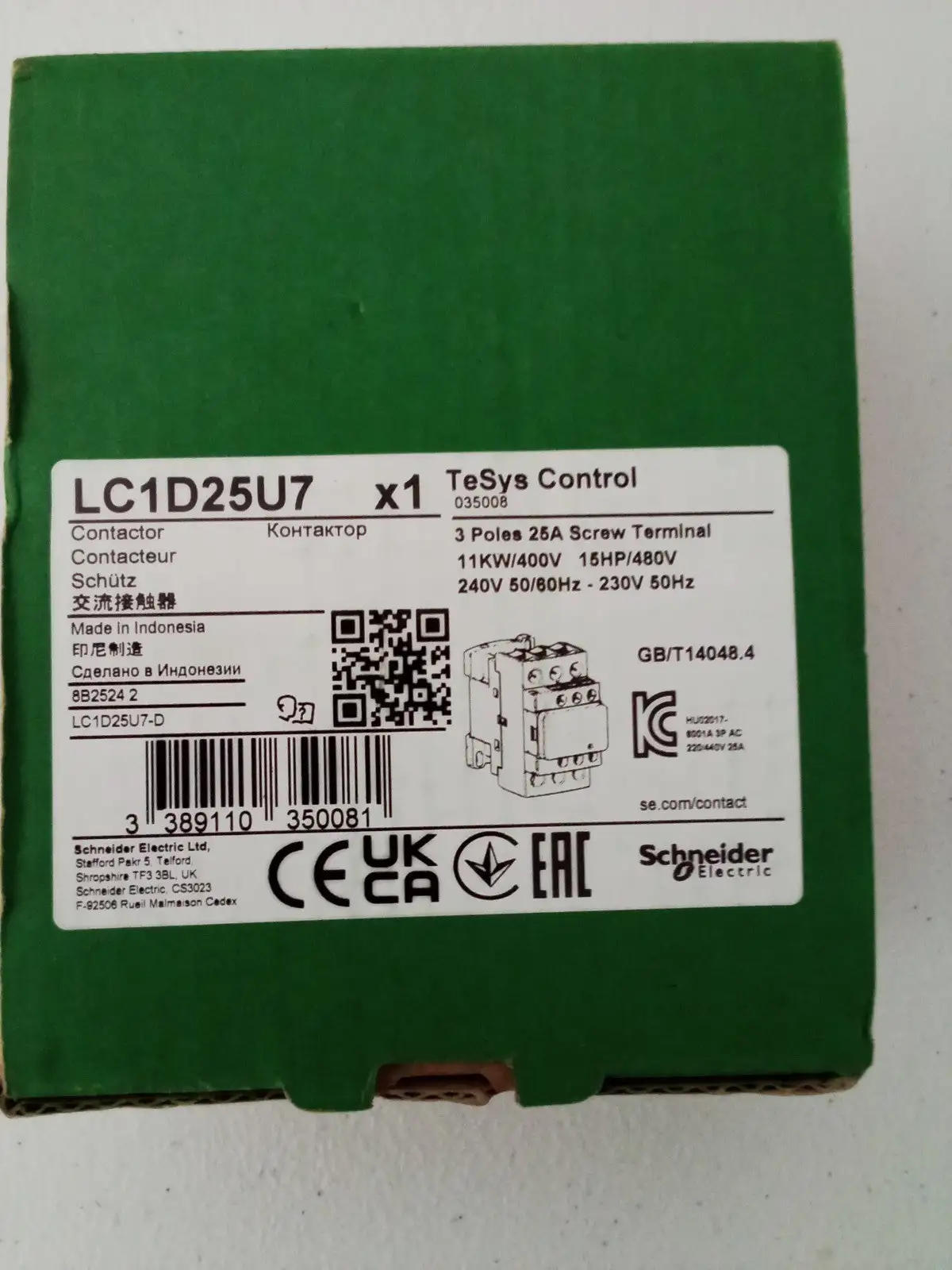 Used Square D Square D LC1D25U7 Contactor PLC Contactors US | Infinity wholesale & Supply LLC #1305621