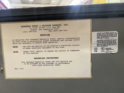 USED 1996 GREENERD PRESSES GREENERD HPB-7 PRESS