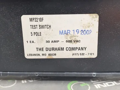 The Durham Company MP2210F 5 Pole Test Switch 30 Amp 600 VAC New NIB