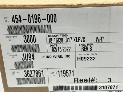 NEW JUDD WIRE 18 AWG WIRE, WHITE, STYLE 1430, XLPVC 300V 16/30