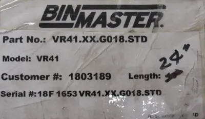 NEW BIN MASTER VR-41 VIBRATING ROD LEVEL SENSOR VR41.XX.G018.STD VR41