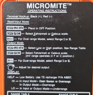 Thermoelectric Micromite ii Manual Calibrator Tester loc5C20