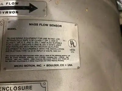 Micro Motion DE065S113NU Coriolis Mass Flow Sensor 2250 PSIG -NIB