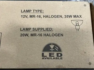 20W 12V MR-16 Halogen Lamp, 35W Max