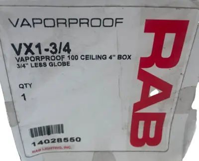 NEW RAB VX1-3/4 VAPORPROOF 100 CEILING 4" BOX VX134