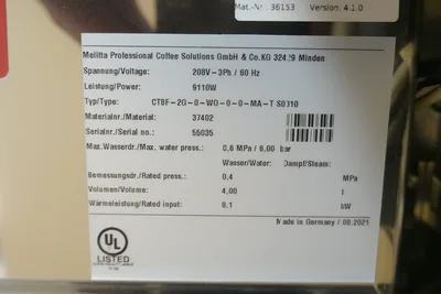 NEW MELITTA PROFESSIONAL CAFINA GROUND COFFEE MACHINE MODEL CT8-F (500 CUPS OF COFFEE HOURLY)