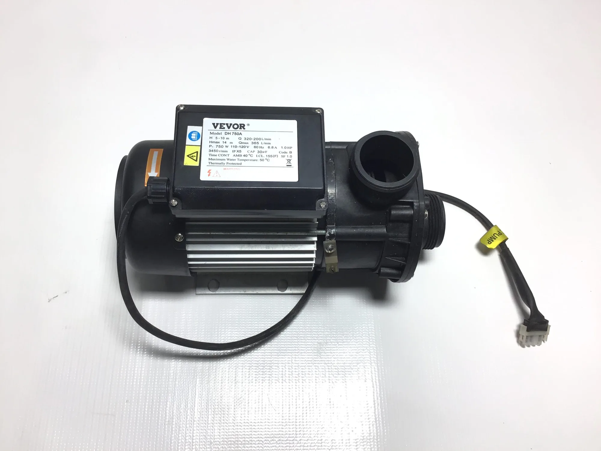 Vevor DH 750A Water Pump 3450 r/min 60Hz 6.8A 1.0HP 110/120V Max Water Temp 50°C