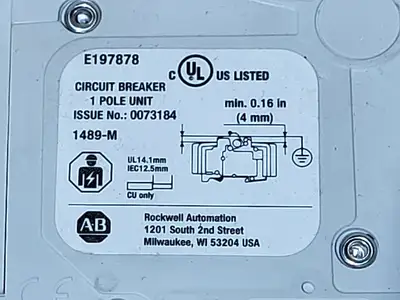 Used ALLEN-BRADLEY 1489-M1D100 Switchgears British Columbia CA | Lenmark #1438565