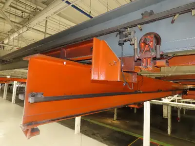Cleveland Tramrail P&H 10 Ton Double Girder Underhung Bridge Crane 43' Span