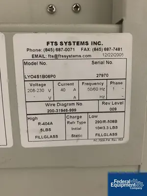 USED FTS 6.1 Sq Ft FTS Lyostar II, Freeze Dryer, S/S