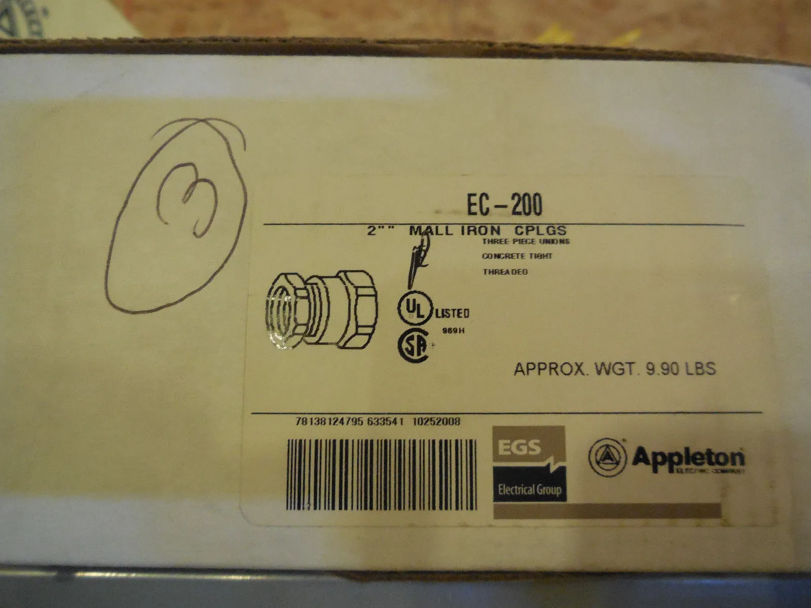 3 NEW APPLETON EC-200 MALL IRON COUPLINGS EC200