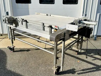 USED BURFORD SO72846 S.S. ACCUMULATION TABLE W/ 2-MOTORS
