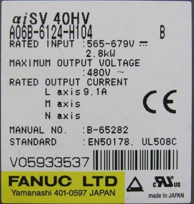 USED FANUC A06B-6124-H104 SERVO AMPLIFIER AISV 40HV