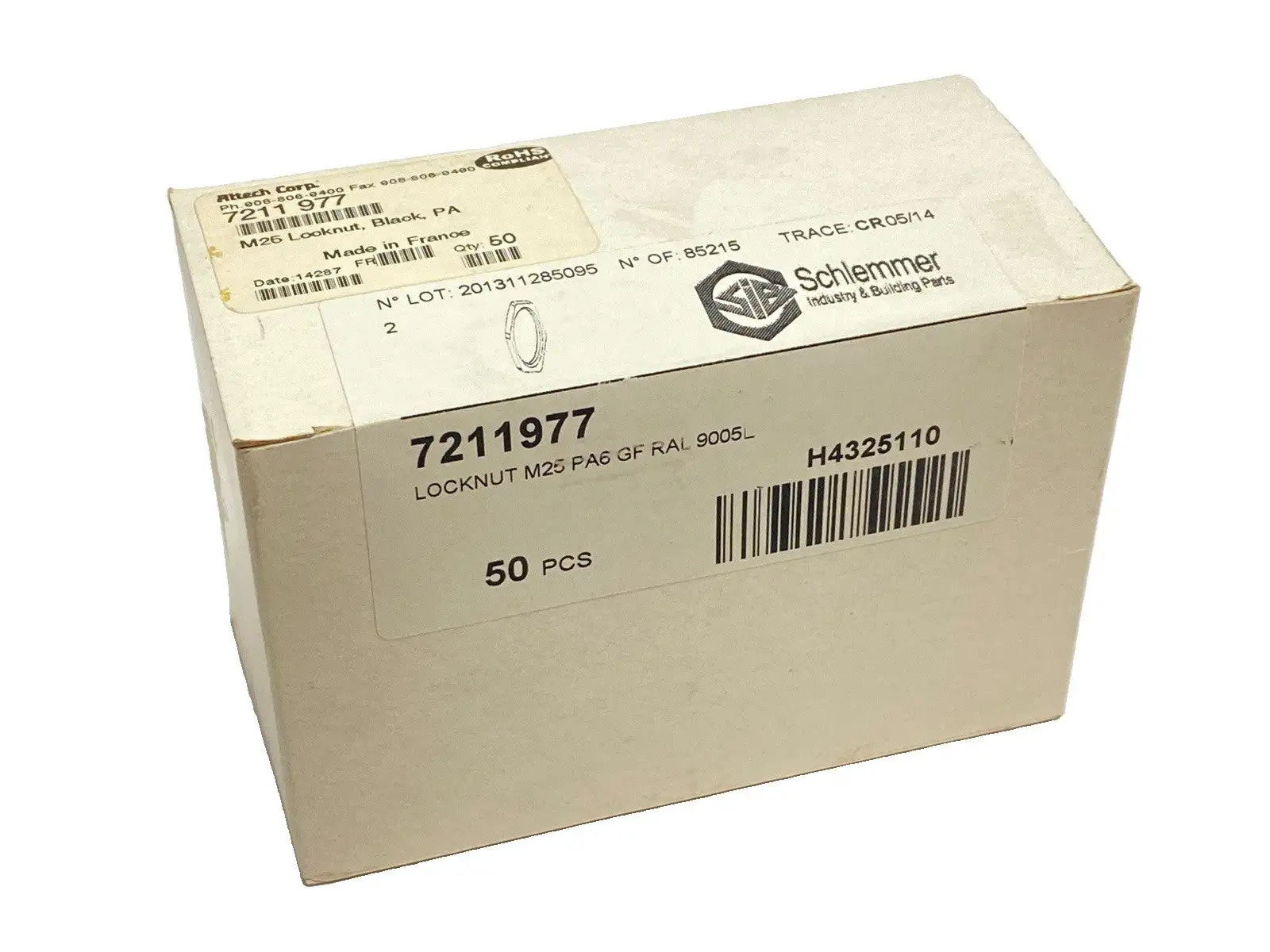 New | in-Stock Altech Corp Polyamide Cable Gland Lock Nut M25x1.5 PKG OF 50 Electrical Fittings Michigan US | Maverick Industrial Sales #1390844