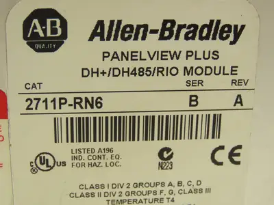 Allen Bradley 2711P-RN6 PanelView Plus DH+/DH485/RIO Module Ser B Rev A