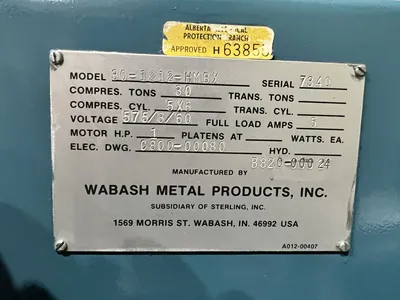 USED 1983 WABASH WABASH 30-1212 HMBX PRESS