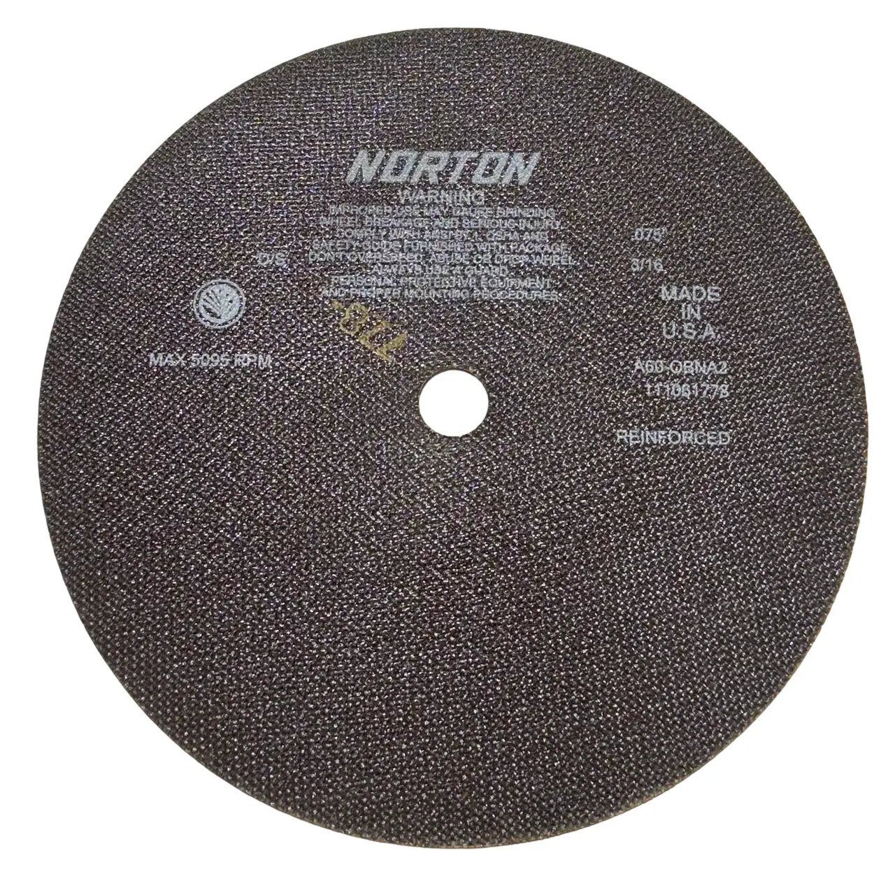 Norton 12" x .075" x 1" Toolroom Cut-Off Wheel 60 Grit Aluminum Oxide