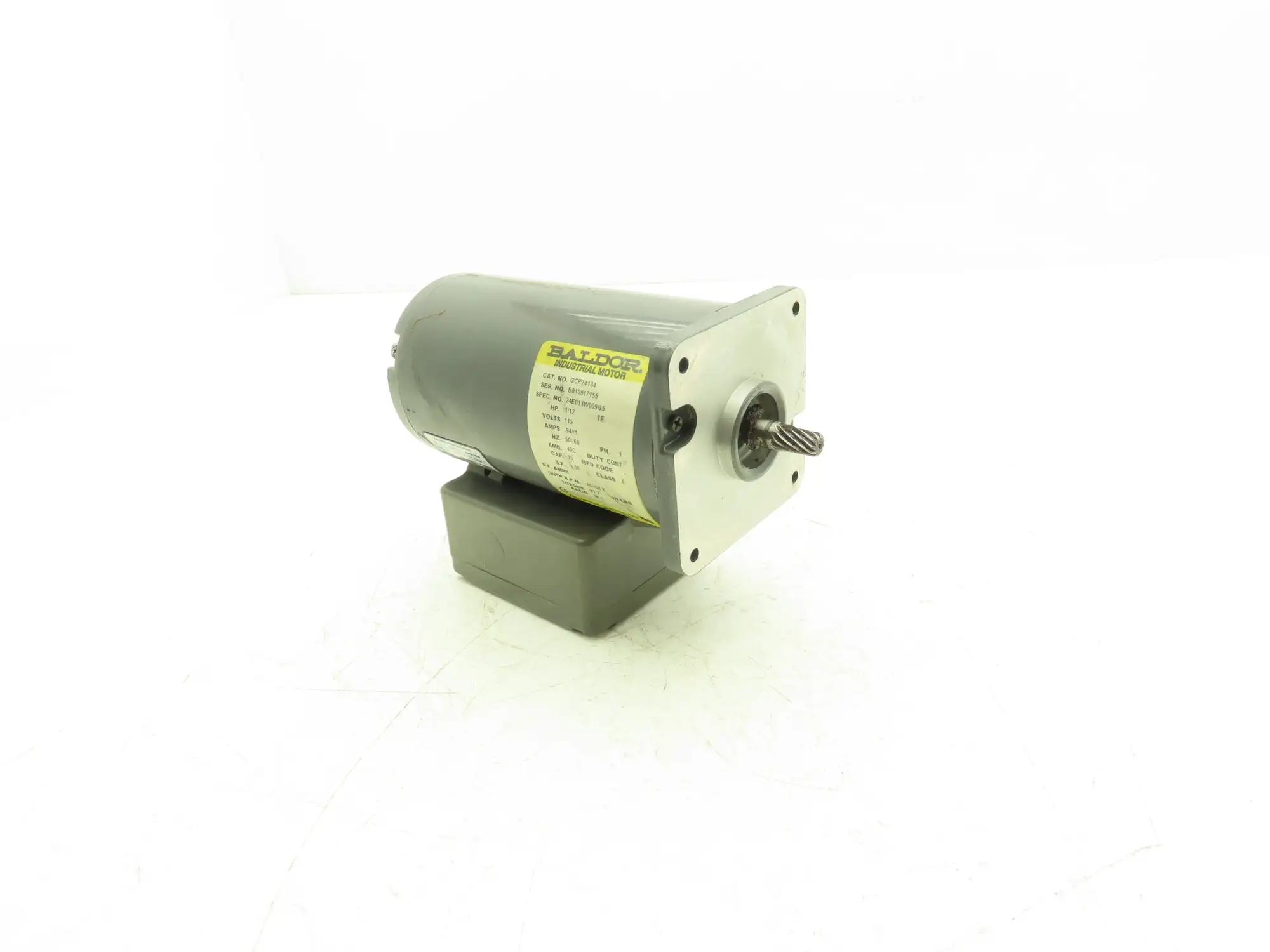 Baldor GCP24134 Parallel Gear Motor w/Reducer Removed 115V 1PH Pinion Shaft