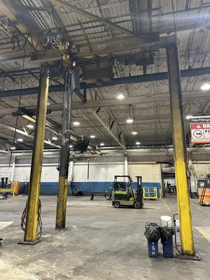 3 TON X 14' WIDE X 130' LONG MPH / BUDGIT OVERHEAD FREE STANDING CRANE SYSTEM: STOCK #20675