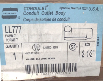 NEW Crouse Hinds 2-1/2" 63 LB
