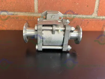 USED PBM S1HLE5X-D---34 STAINLESS STEEL BALL VALVE W/ 1" SANITARY FITTING