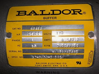3610-550 Baldor 2-Speed Double End Plastic/Metals Buffing Unit, with Handler Dust Collector