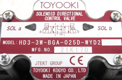 NEW TOYOOKI HD3-3W-BGA-025D-WYD2 SOLENOID VALVE HD33WBGA025DWYD2