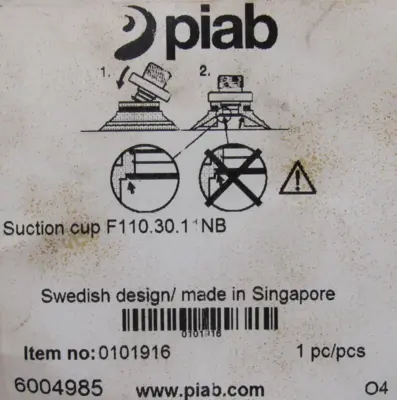 NEW PIAB 0101916 SUCTION CUP F110.30.11.NB 3/8" NPSF