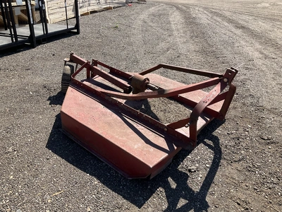 60” three point brush hog, three point mount is bent, no PTO shaft, no-flat rear caster, was able to...
