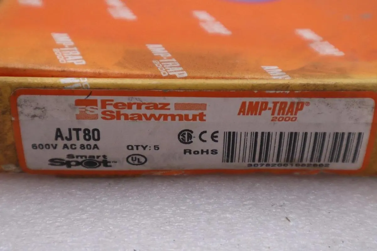 BOX OF 5 - FERRAZ SHAWMUT AJT80 Dual-Element Time-Delay 80A - STOCK GF310A