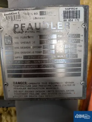 USED Pfaudler 3 Sq Sq Pfaudler Heat Exchanger, C/S, 150/150#