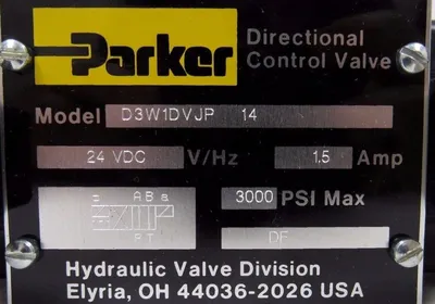 NEW PARKER D3W1DVJP-14 DIRECTIONAL CONTROL VALVE D3W1DVJP14 24VDC 1.5A