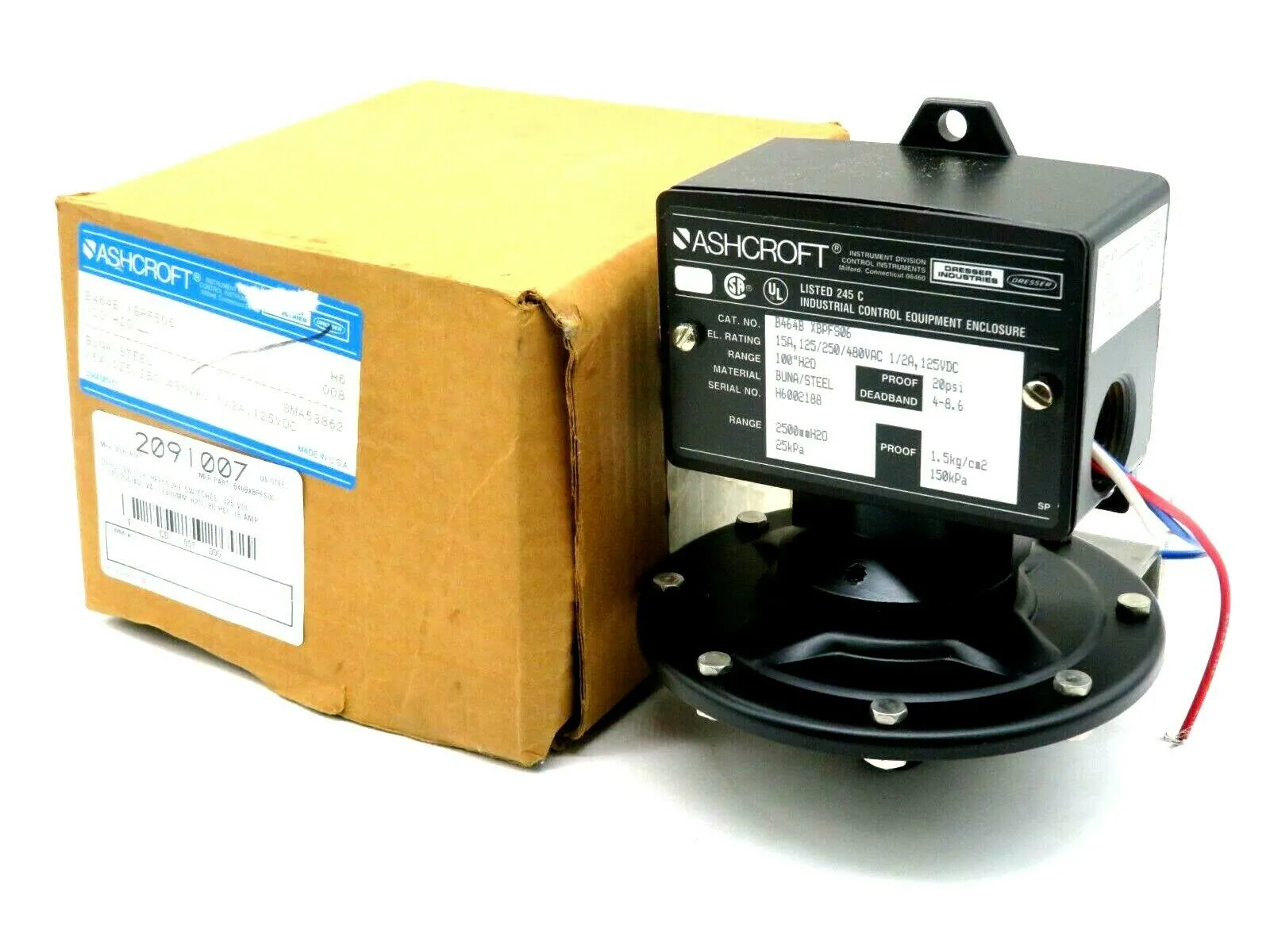 NEW ASHCROFT B464B PRESSURE SWITCH 15A 125/250/480VAC B464B-XBPFS06