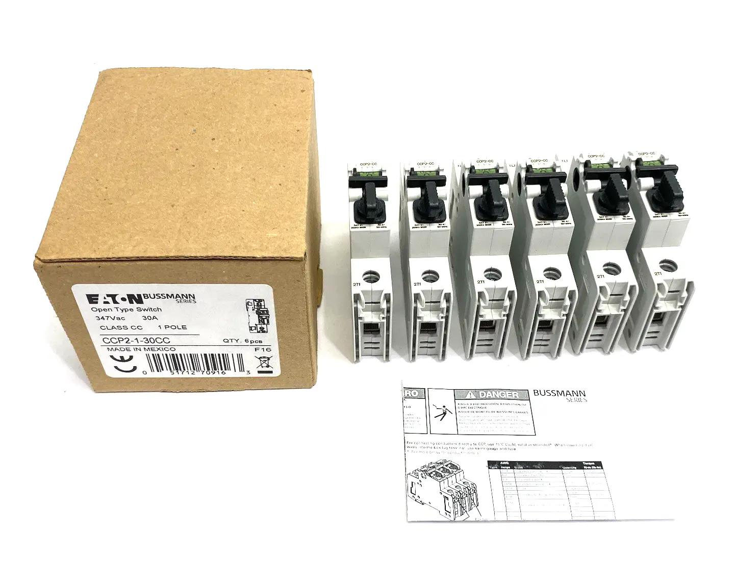 New | in-Stock Eaton Bussmann Fusible Disconnect Switch 1-Pole 374VAC 30A BOX OF 6 Circuit Breakers Michigan US | Maverick Industrial Sales #1389778