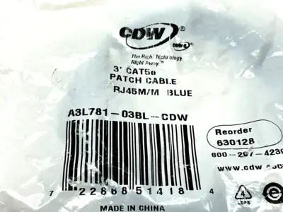 A3L781-03BL-CDW | CDW  Patch Cable 3' Length LOT OF 2 - New
