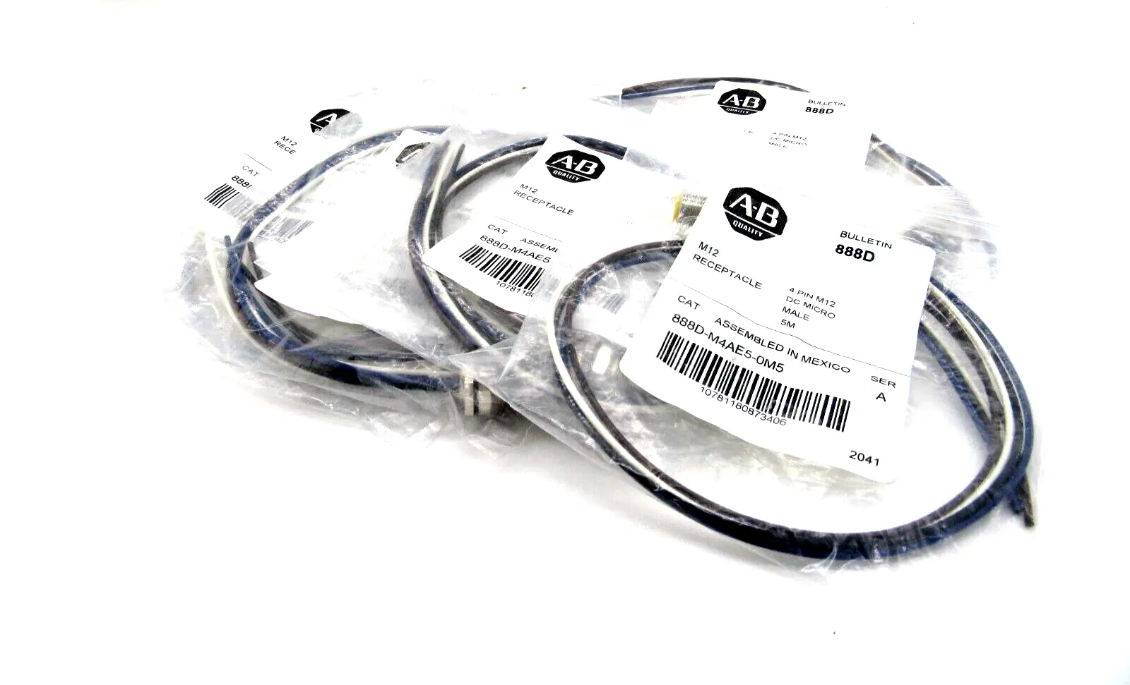 NEW LOT OF 8 ALLEN BRADLEY 888D-M4AE5-0M5 DC MICRO RECEPTACLE SER A 888DM4AE50M5