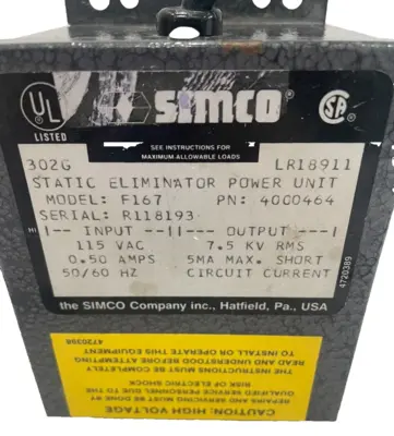 USED SIMCO 4000464 POWER UNIT F167 115VAC 50/60HZ