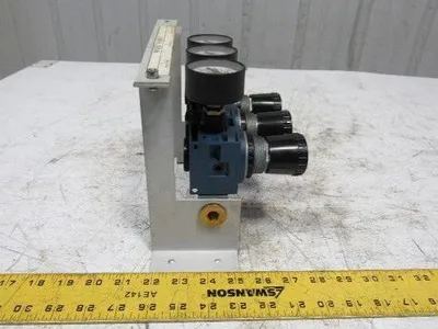 Rexroth Mecman 5350221010 6 Bar Air Pressure Regulator 3 Way Manifold Assembly