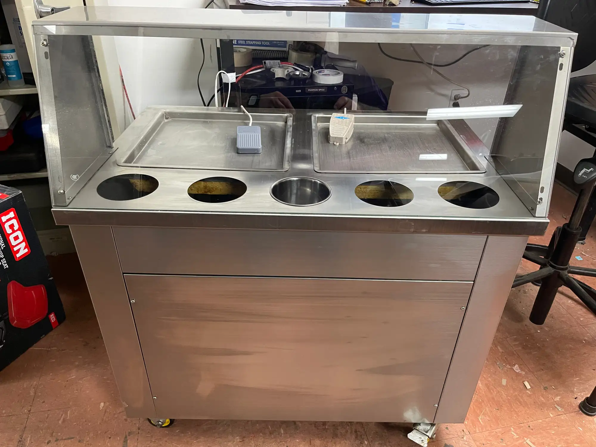 New | in-Stock Artex Used Artex Commercial Ice Cream Roll Machine Model CBJF-2D5C Dual Pans 120V Ice Cream Equipment Illinois US | Falcon Restaurant Supply #1375686