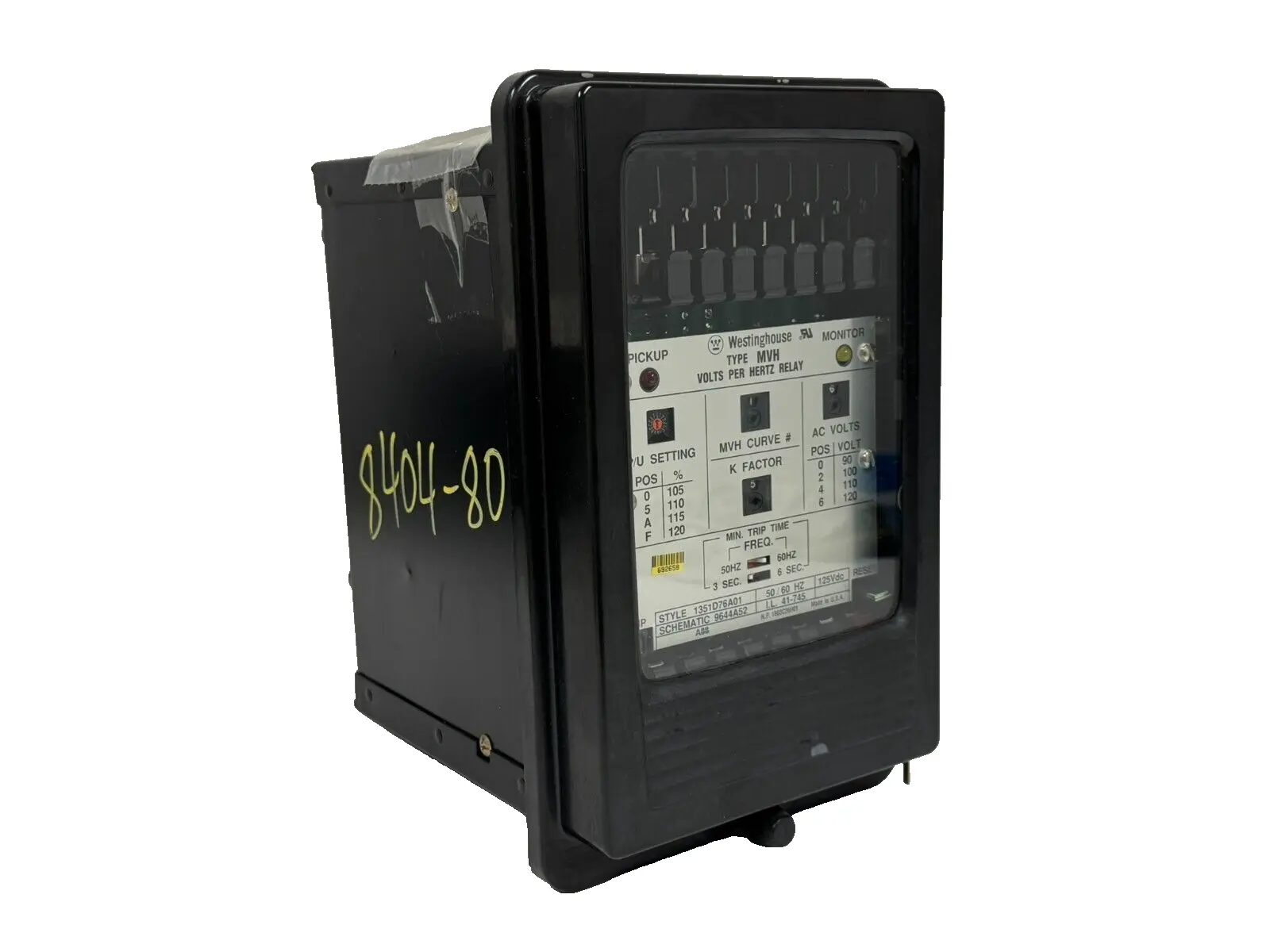NEW WESTINGHOUSE 1351D76A01 VOLTS PER HERTZ RELAY TYPE: MVH 125VDC