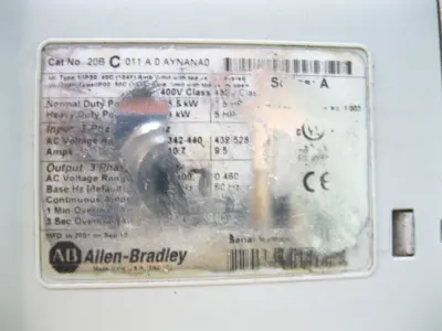 Allen-Bradley 20B-C011A0AYNANA0 Powerflex 700 7.5 HP AC Drive FOR PARTS G19