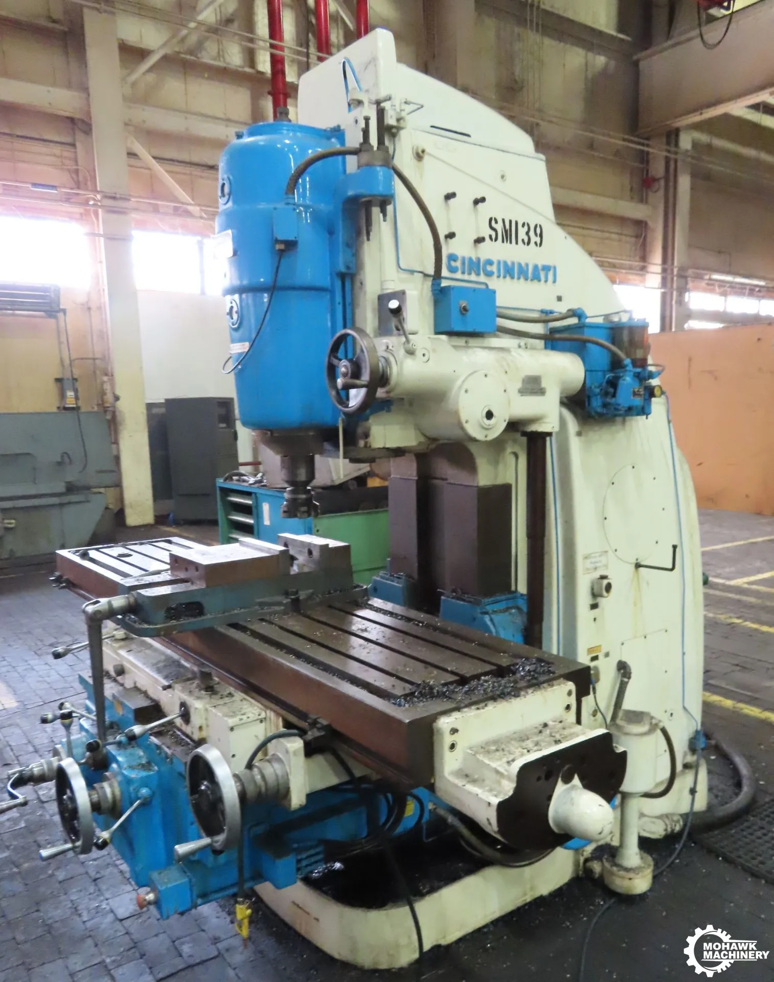 450-20 CINCINNATI-MILACRON "LA" DUAL-POWER DIAL-TYPE VERTICAL MILL w/FRONT & REAR CONTROLS - H.D. VISE - 50 HP MOTOR - AUTOMATIC BACKLASH ELIMINATOR