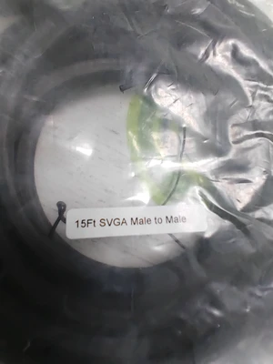 SVGA CABLE 15 FOOT MALE TO MALE- NEW IN BAG